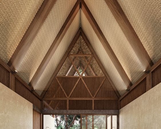 Trần nhà từ mây tre đan