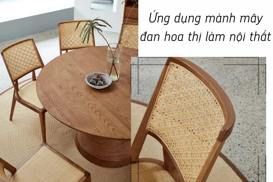 Ứng dụng mành mây đan hoa thị trong nội thất