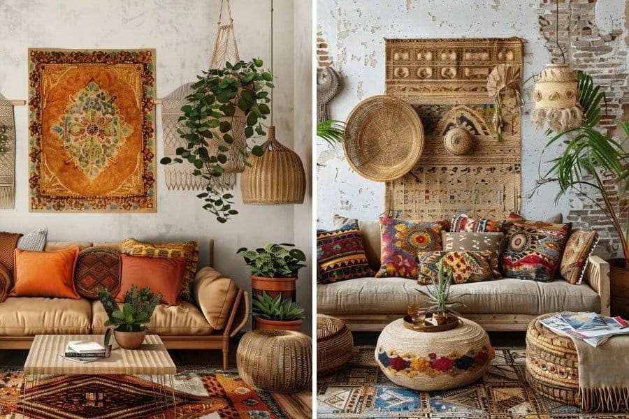 Nội thất mây tre đan trong Bohemian