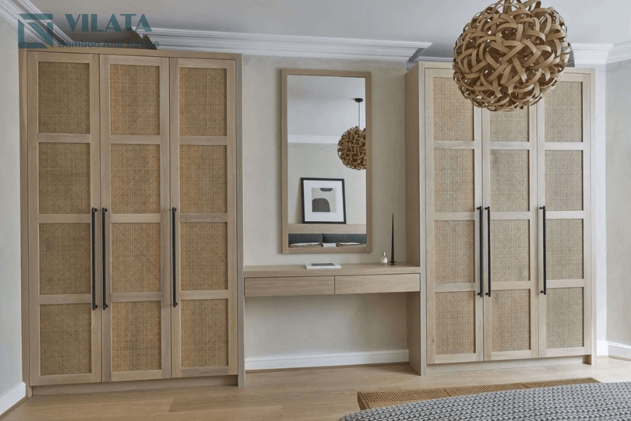 Kết hợp cánh tủ mây acrylic với màu sắc tối màu