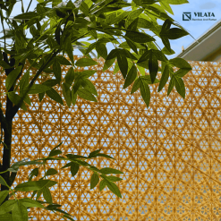 Tấm mây đan nhựa làm vách trang trí