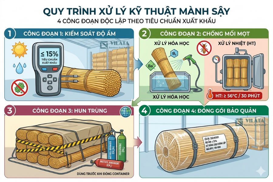Tiêu Chuẩn Xử Lý Mành Sậy Xuất Khẩu