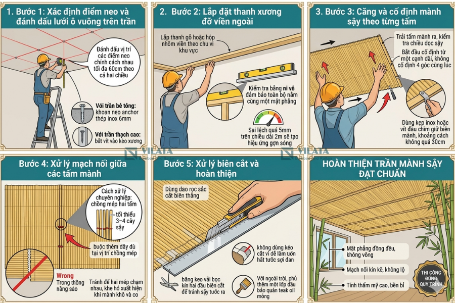 Hướng Dẫn Thi Công Mành Sậy Ốp Trần
