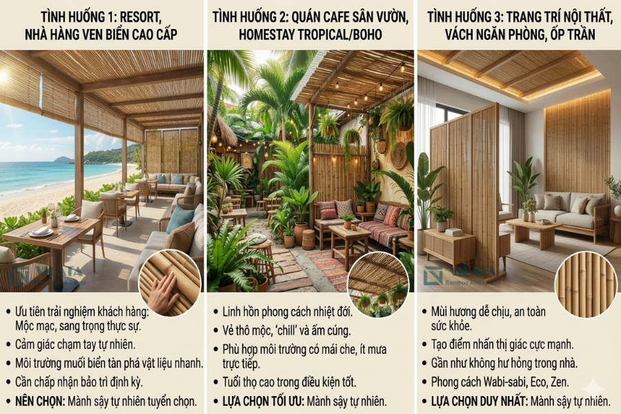 Khi nào nên dùng mành sậy tự nhiên và nhân tạo